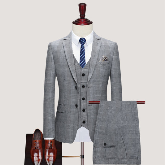 Men's 3 Piece Suit Gray Pattern