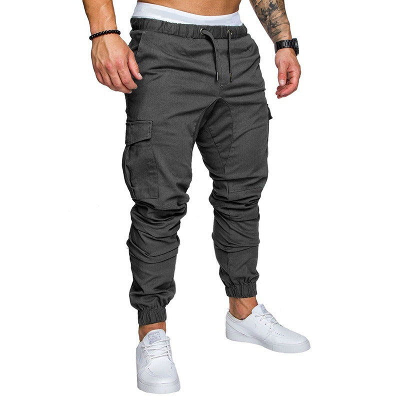 Casual Tethered Elastic Waist Joggers